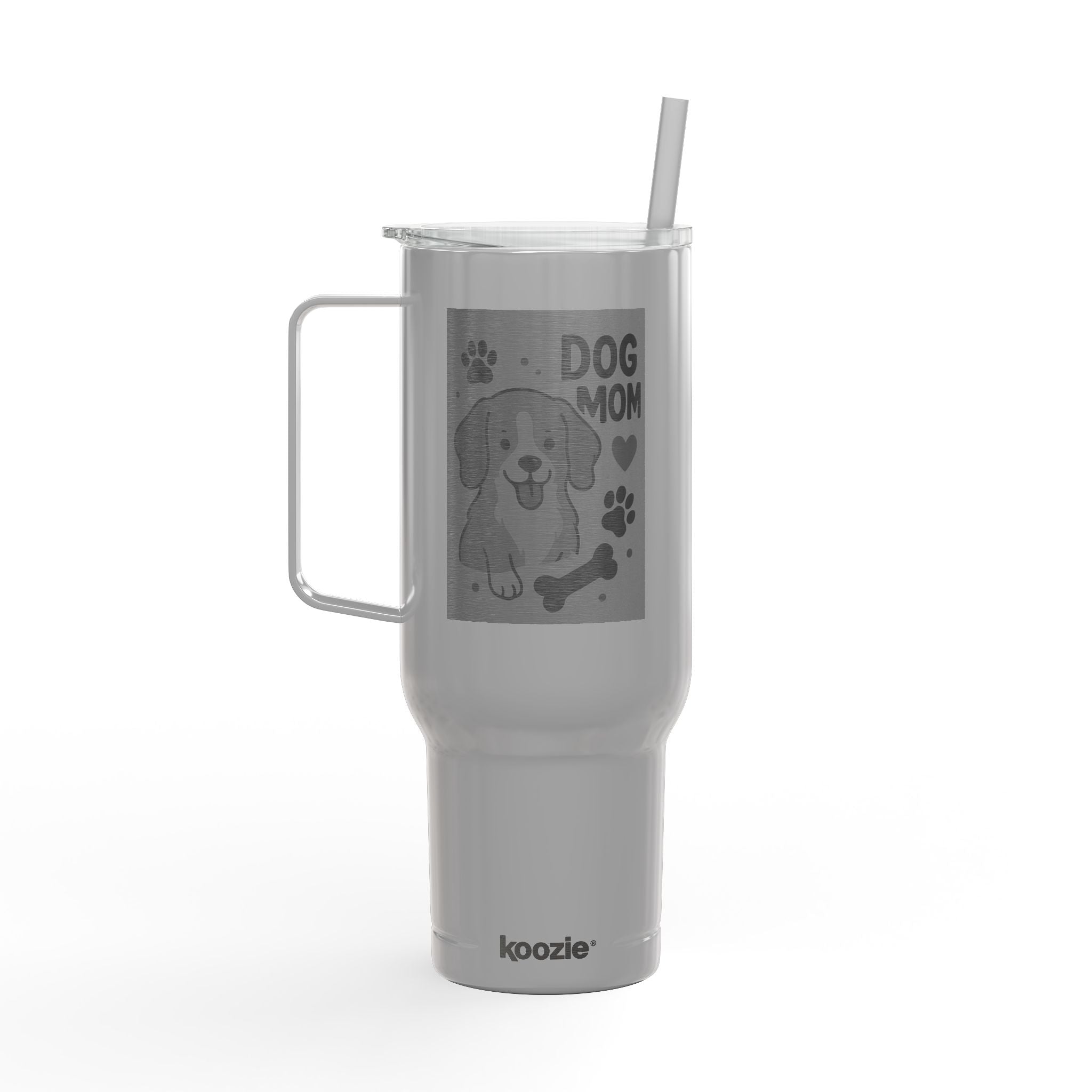 Dog Mom Insulated Tumbler, Personalized Engraved Cup, Custom Pet Lover Drinkware, Gift for Dog Parents, Large Travel Mug with Lid