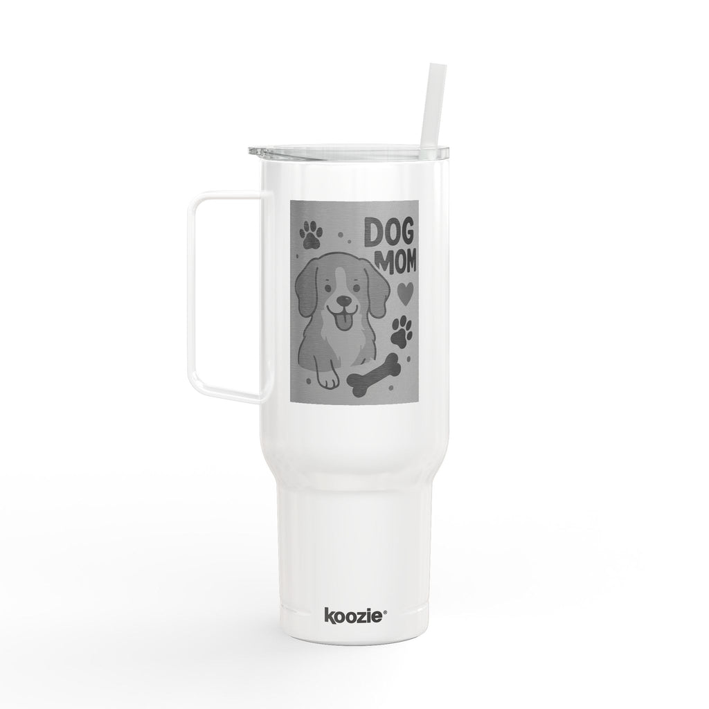 Dog Mom Insulated Tumbler, Personalized Engraved Cup, Custom Pet Lover Drinkware, Gift for Dog Parents, Large Travel Mug with Lid