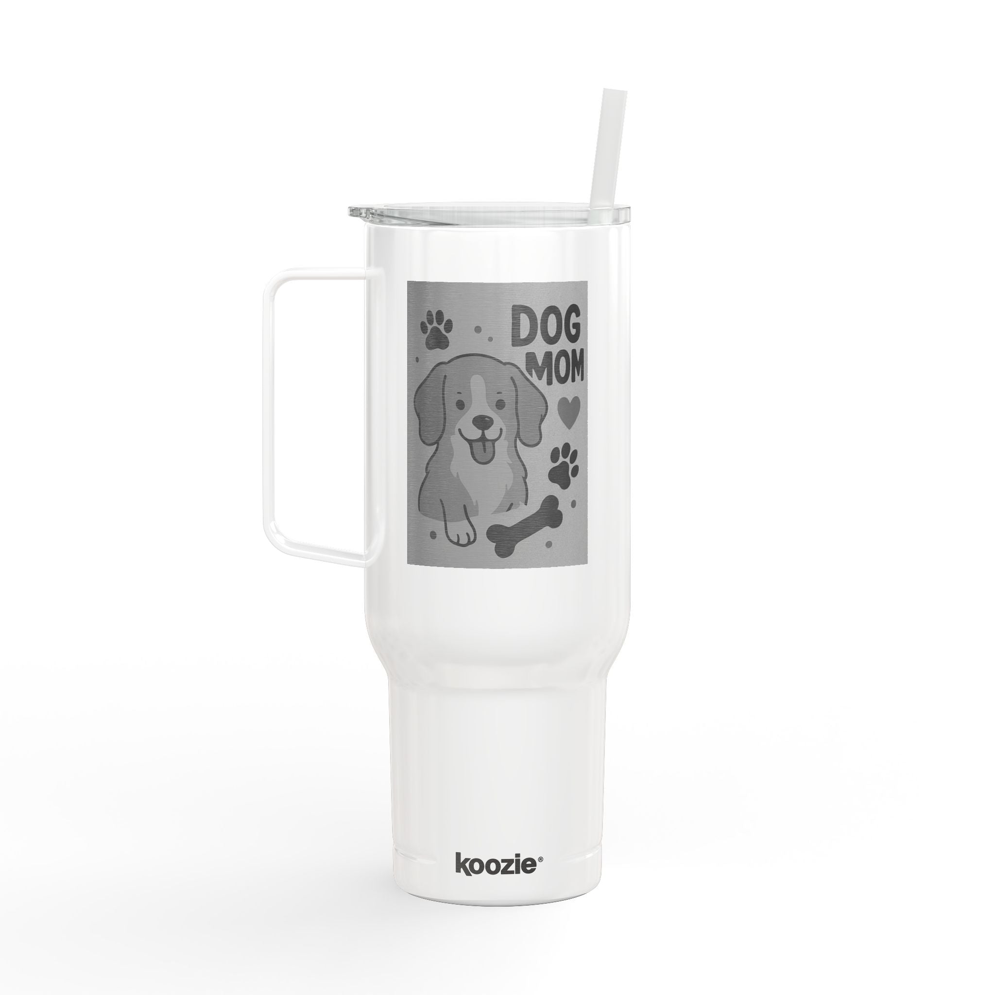 Dog Mom Insulated Tumbler, Personalized Engraved Cup, Custom Pet Lover Drinkware, Gift for Dog Parents, Large Travel Mug with Lid